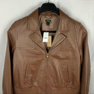 J Crew Women’s Large Leather Zip Front Jacket